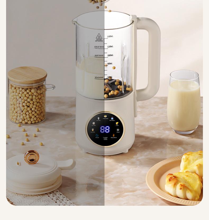 Multifunctional Soy Milk Maker with Timer Keep Warm Self Cleaning Juice Soy Milk Jam Making Functions 24 Hour Delay Start 7 Programs