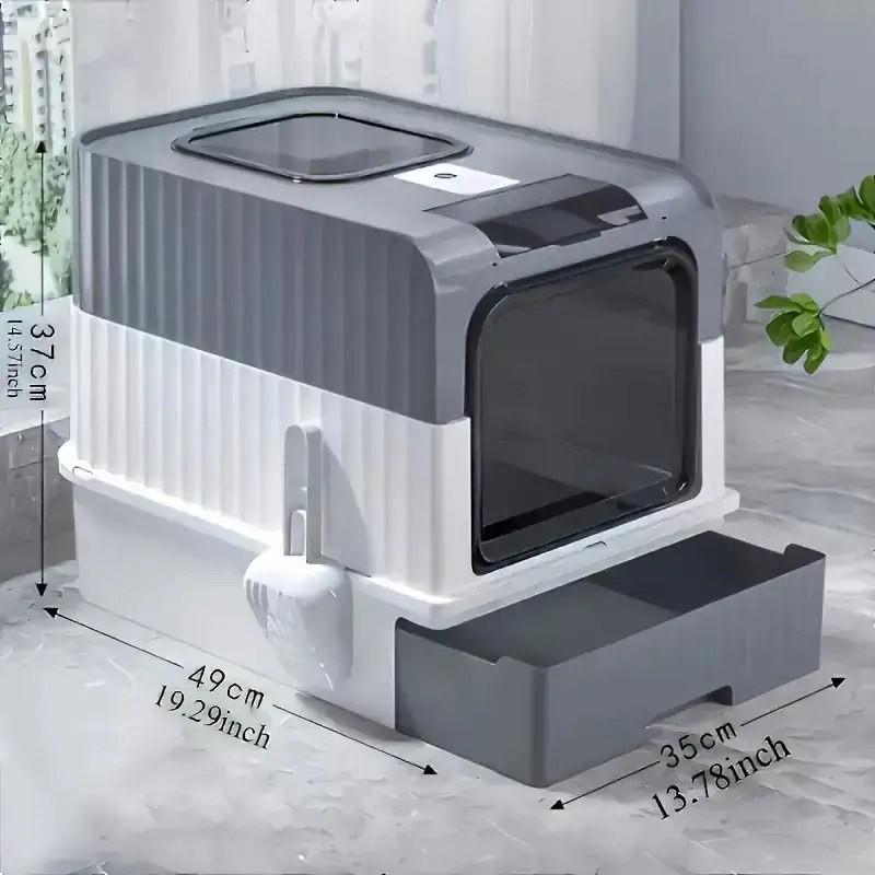 Oversized Cat Litter Box with Enclosure, Anti-Odor & Easy Clean Kitty Potty, Spacious Pet Litter Tray for All Breeds