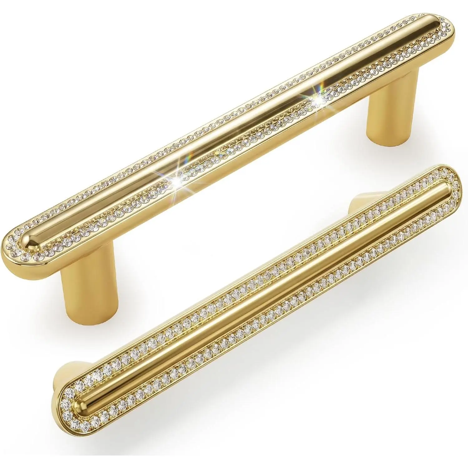 4-Pack Synthetic Cabinet Pulls with Multi-Facet Accents, Easy-Install Luxury Drawer Handles for Kitchen/Bath Hardware