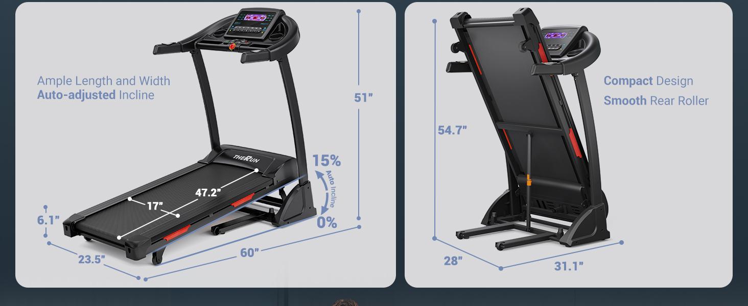 Incline Treadmill, Treadmill for Running and Walking, 300 lbs Capacity Treadmill with Auto Incline, Wide Belt, 3.5HP, App, Heart Rate, Black Home Gym Equipment Home Exercise Equipment