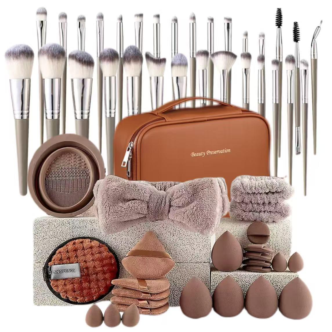 Professional Makeup Brush Set, 7-Piece Cosmetic Tool Kit, Includes Foundation Sponge & Blending Puff, Ideal Gift for Women, Daily Use Essentials, Makeup Brushes Kits
