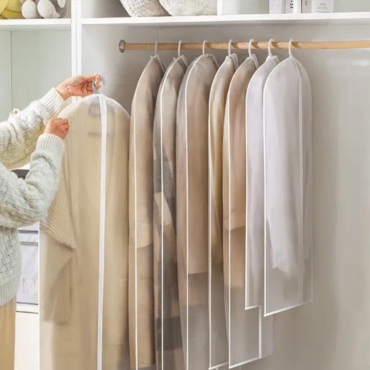 Of 5 Three-Dimensional Dust Bags for Hanging Clothes, Protective Covers for Garments, Dust-Proof Suit Bags, And Wardrobe Coat Covers