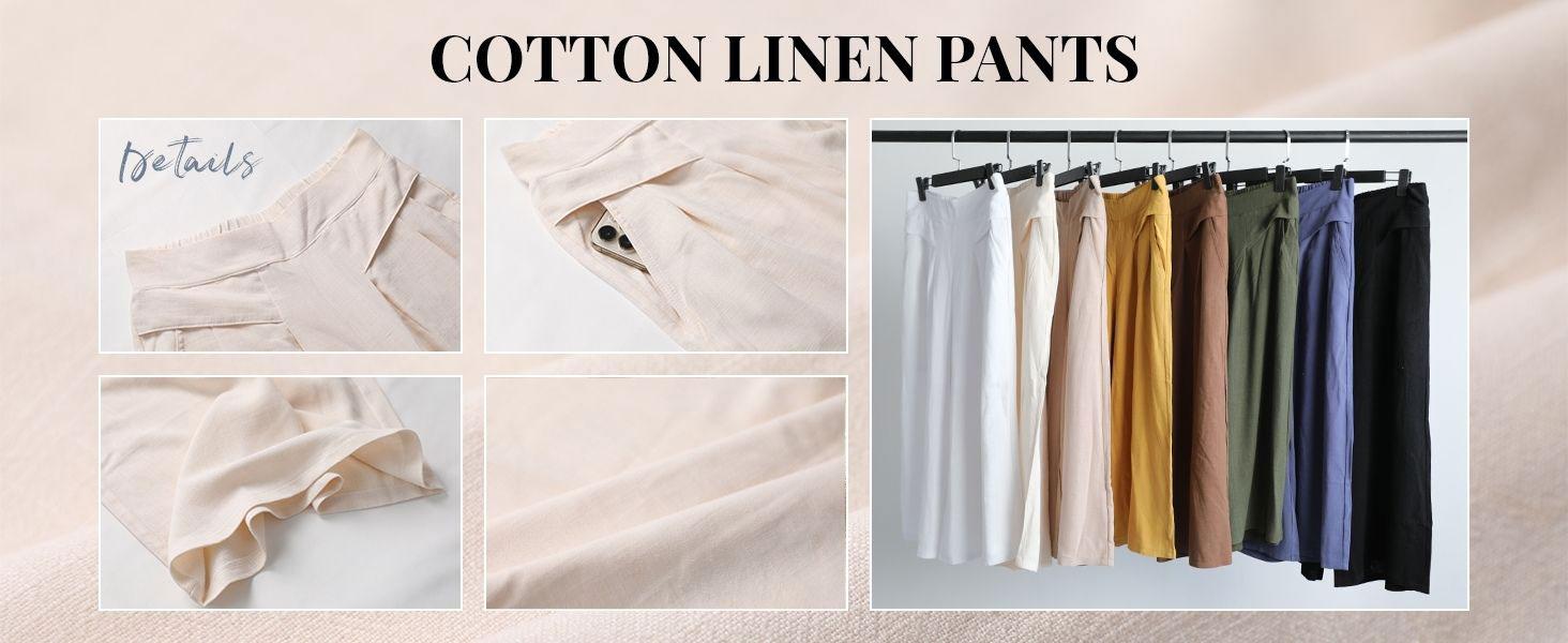 Tanming Women's Cotton Linen Culottes Pants Elastic Waist Wide Leg Palazzo Trousers Capri Pants with Pockets Tanming Women's Cotton Linen Culottes Pants Elastic Waist Wide Leg Palazzo Trousers Capri Pants with Pockets