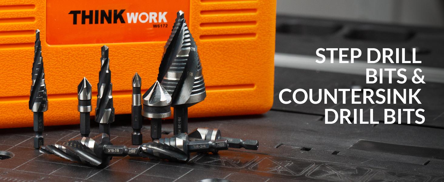 【FathersDayGift】 THINKWORK 10-Piece Nitrided HSS Step Drill Bit Set & Countersink Bits for Metal Aluminum Wood Plastic High Quality DIY Home Projects 【FathersDayGift】 THINKWORK 10-Piece Nitrided HSS Step Drill Bit Set & Countersink Bits for Metal Aluminum Wood Plastic High Quality DIY Home Projects