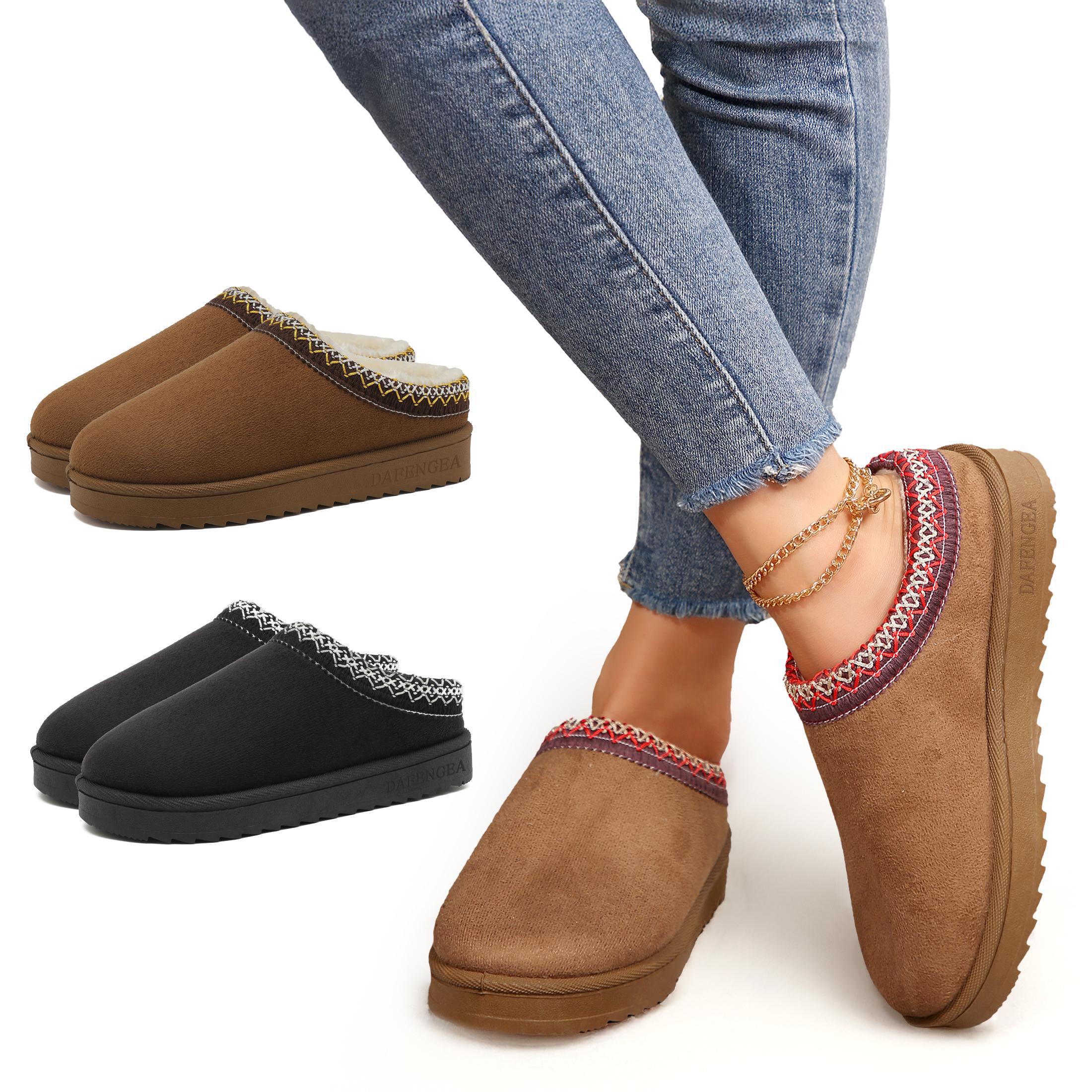 Slippers for Women Memory Foam Womens Slippers Fuzzy Slippers Gifts for Women Footwear Mini Boots Short Ankle Brown Walking Shoes