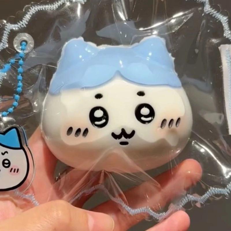 Chiikawa Cute Animal Face Small Stress Relief Pinch Toy - Hachiware Usagi Rebound Item with Creamy Mud Feel, Affordable Crafting Gift for DIY & Felt Crafts Enthusiasts