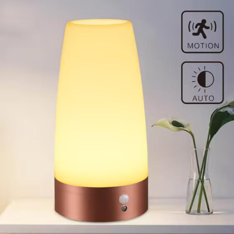 2-Pack Round Motion Sensor Table Lamp Night Light, Uses 3 Aaa Batteries (batteries Not Included), Ideal for Desk Use