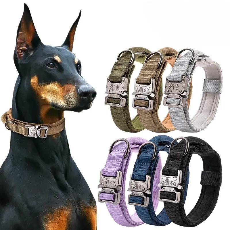 Tactical Dog Collar Large Dog Dog Tactical Neck Collar Velcro Strap Handle Dog Collar Large Dog Outdoor Leather Collar small puppy quick release buckle