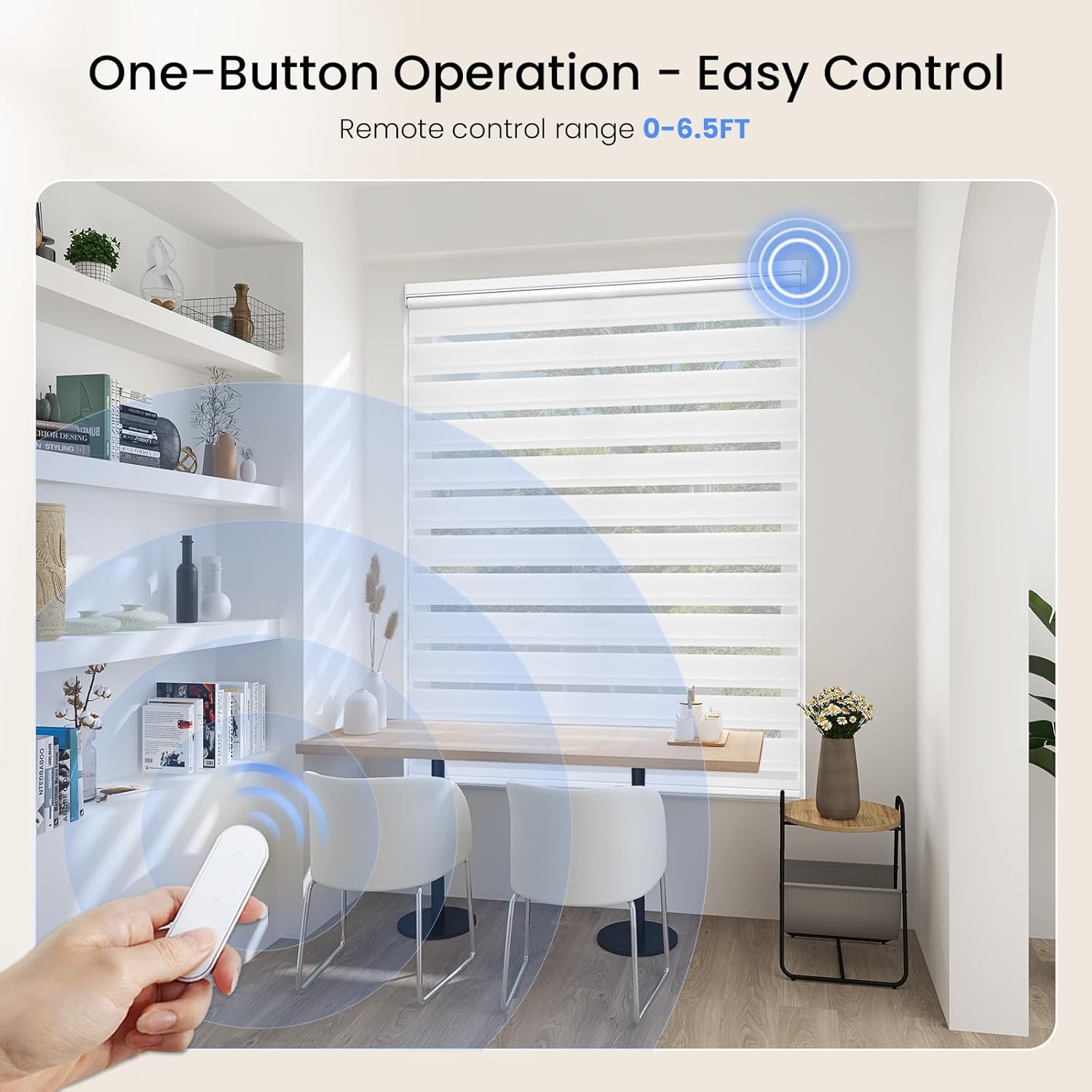 Motorized  Blinds with Remote Control,  Blinds for Windows,Electric  Shades, White,36" W x 72" H