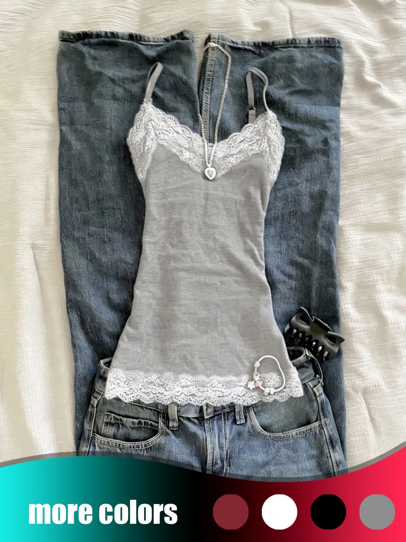 【Black Friday】Women's Casual Fashion Lace Trim Cami Top, Slim-Fit Adjustable Straps Top, Y2K Street Style Clothing