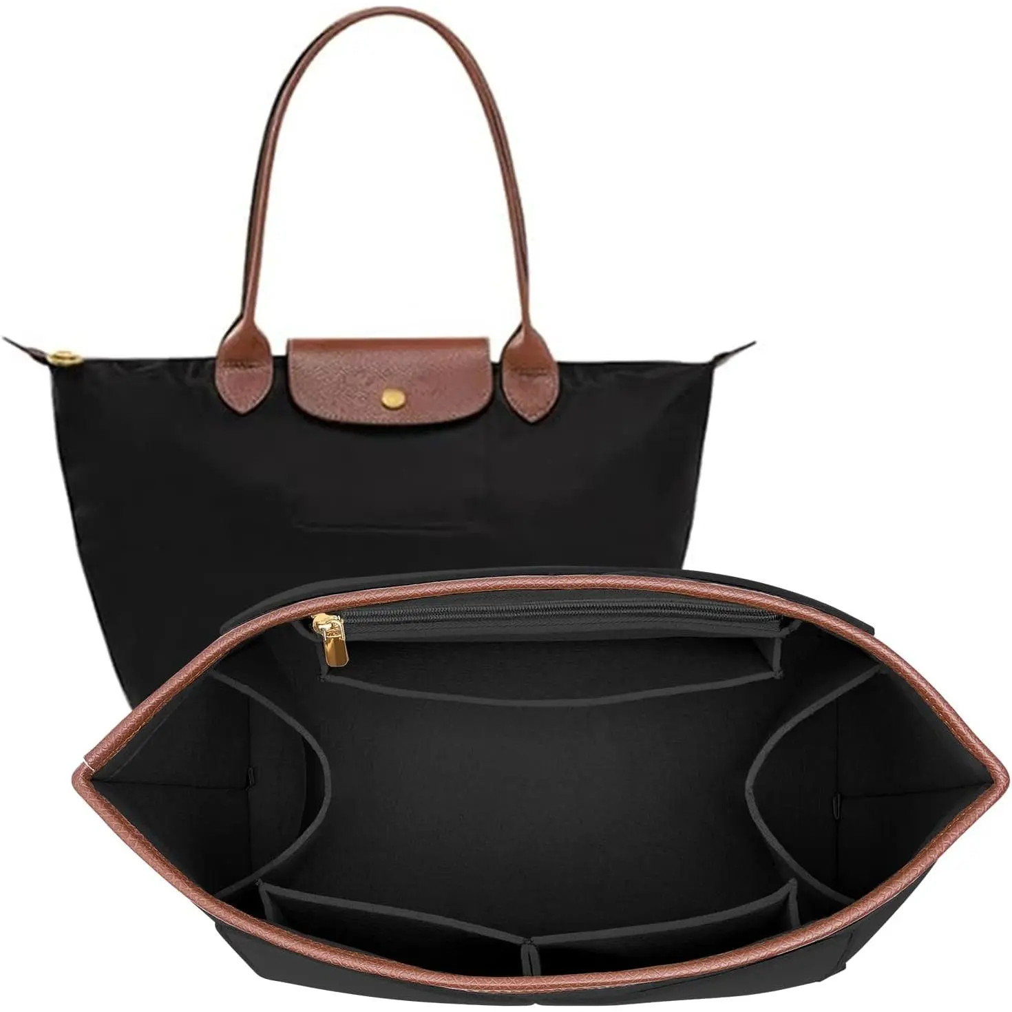 Felt Purse Organizer Insert for Longchamp Le Pliage M Bag Handbag Leather edge Longchamp Organizer Insert (Excluding hand-held straps)