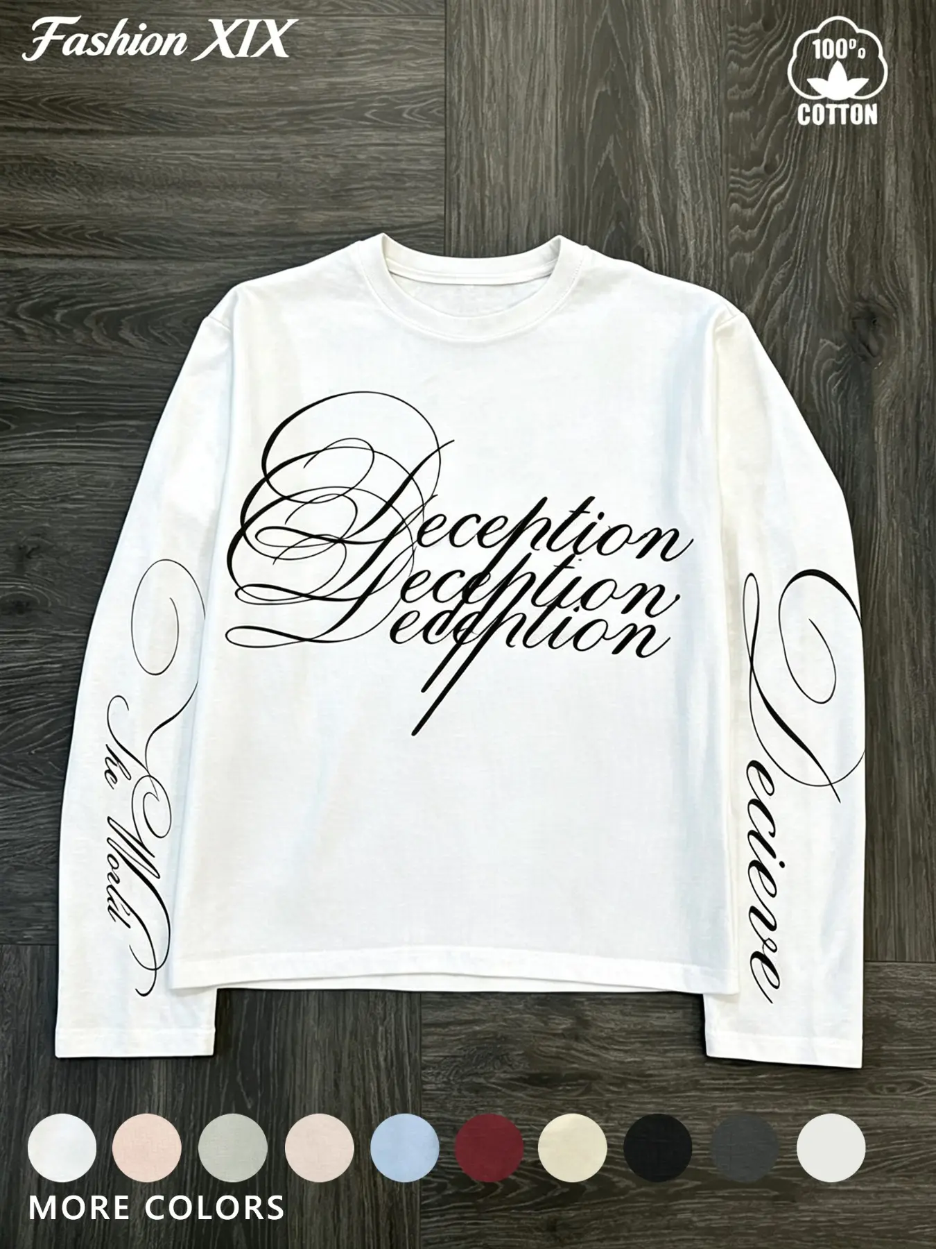 Unisex Four Seasons 100% Cotton Crew Neck Long Sleeve T-Shirt Gothic Cursive Letter Print Slim Fit Crop Top Casual Streetwear Rare Aesthetic Y2K Grunge Long Sleeve Tee
