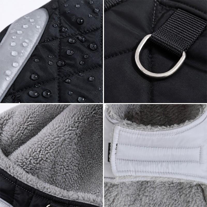 Thick Windproof Pet Jacket for Dogs & Cats, Soft Warm Coating, Reflective Design, D-Ring Harness, Easy-On Magic Tape, Multiple Sizes