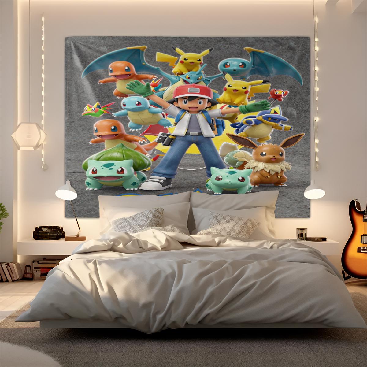Pokémon Pattern Tapestry, Stylish Room Flag, Unique Wall Art For Living Room And Bedroom, Soft And Durable For Kids And Adults Daily Holiday Birthday Gift Bedroom Decoration