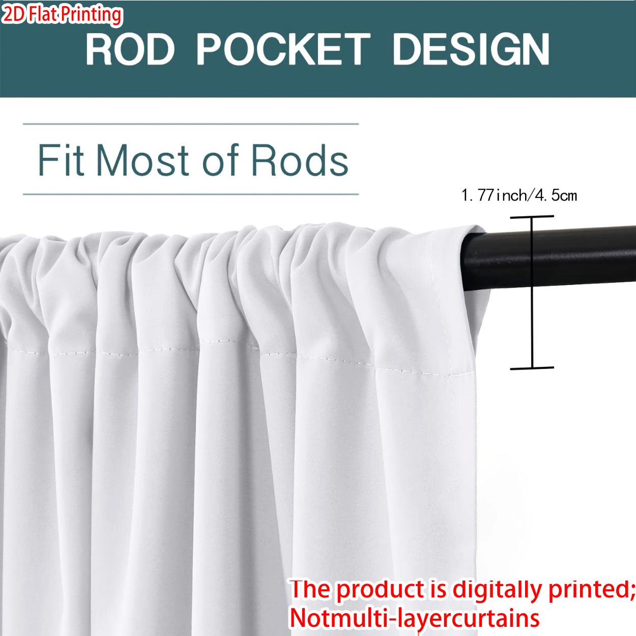 2 pieces, 2D flat printing, polyester materialFlower DecorationPatterned print, light-filtering curtains, Window Curtain, suitable for decorating bedrooms, living rooms, and other settings; features a rod pocket design for easy rod installation.