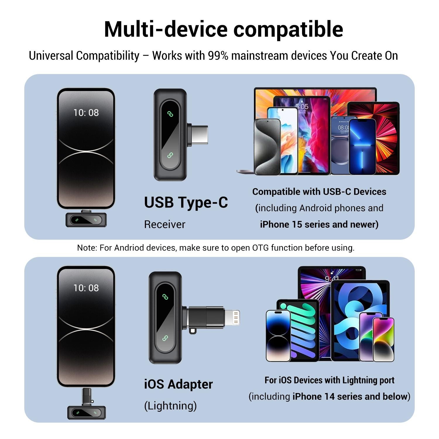 Pro Wireless Lavalier Microphone, Plug & Play, Stylish Design, LED Display, Long Battery Life, for Smartphones, Computers, Podcasting, USB Streaming Mic