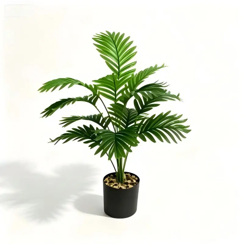 2 Pcs Artificial Fan Palm Leaves, 63cm Tall, 12 Leaves Per Stem, Realistic Tropical Palm Decor, Indoor Living Room, Bohemian Style Home Decoration