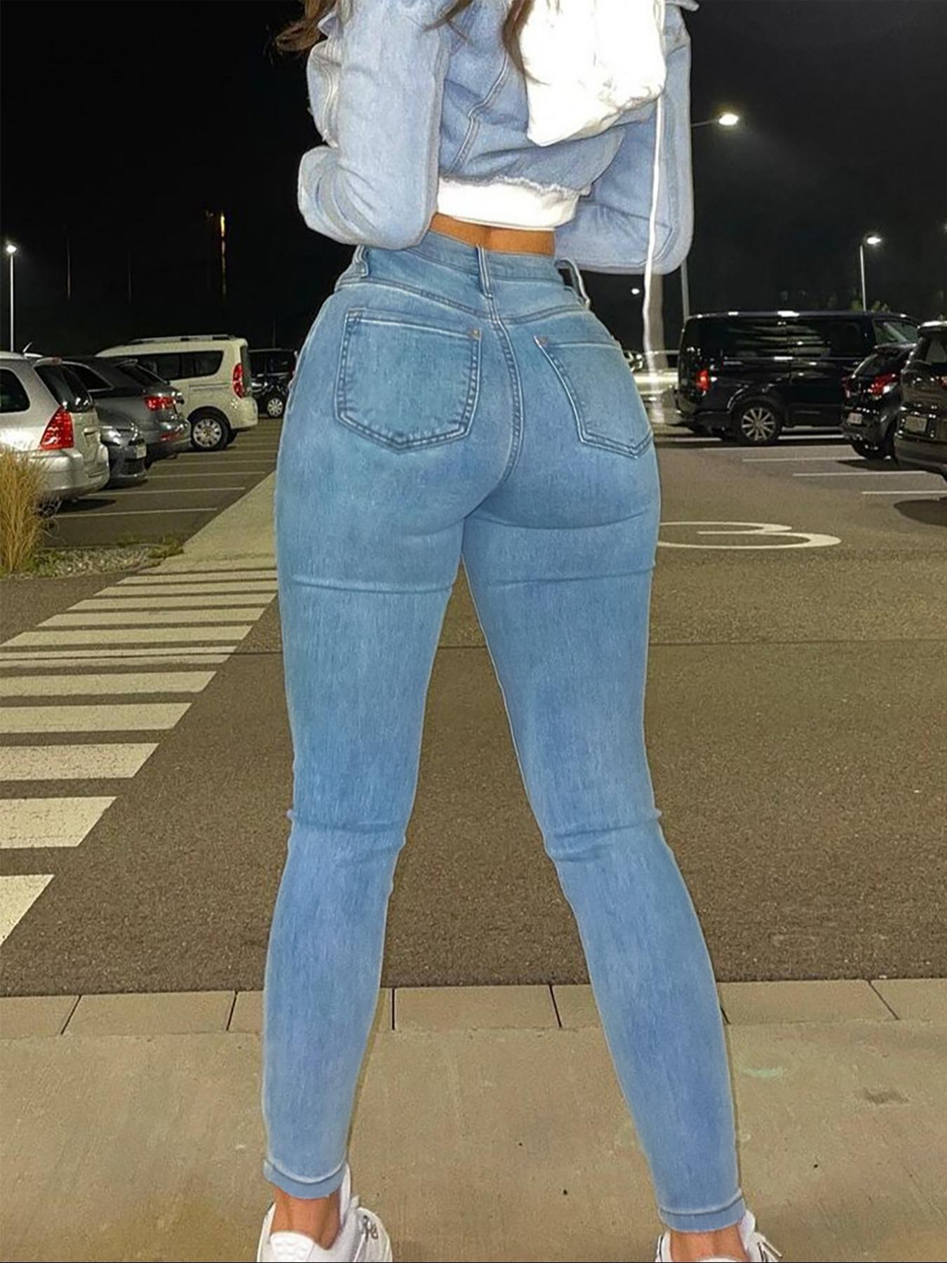 Women's Stretchy Skinny Jeans, Casual Tight-Fit Denim Jeans for All Seasons, Perfect for Commuting & Dates, Comfortable Daily Wear