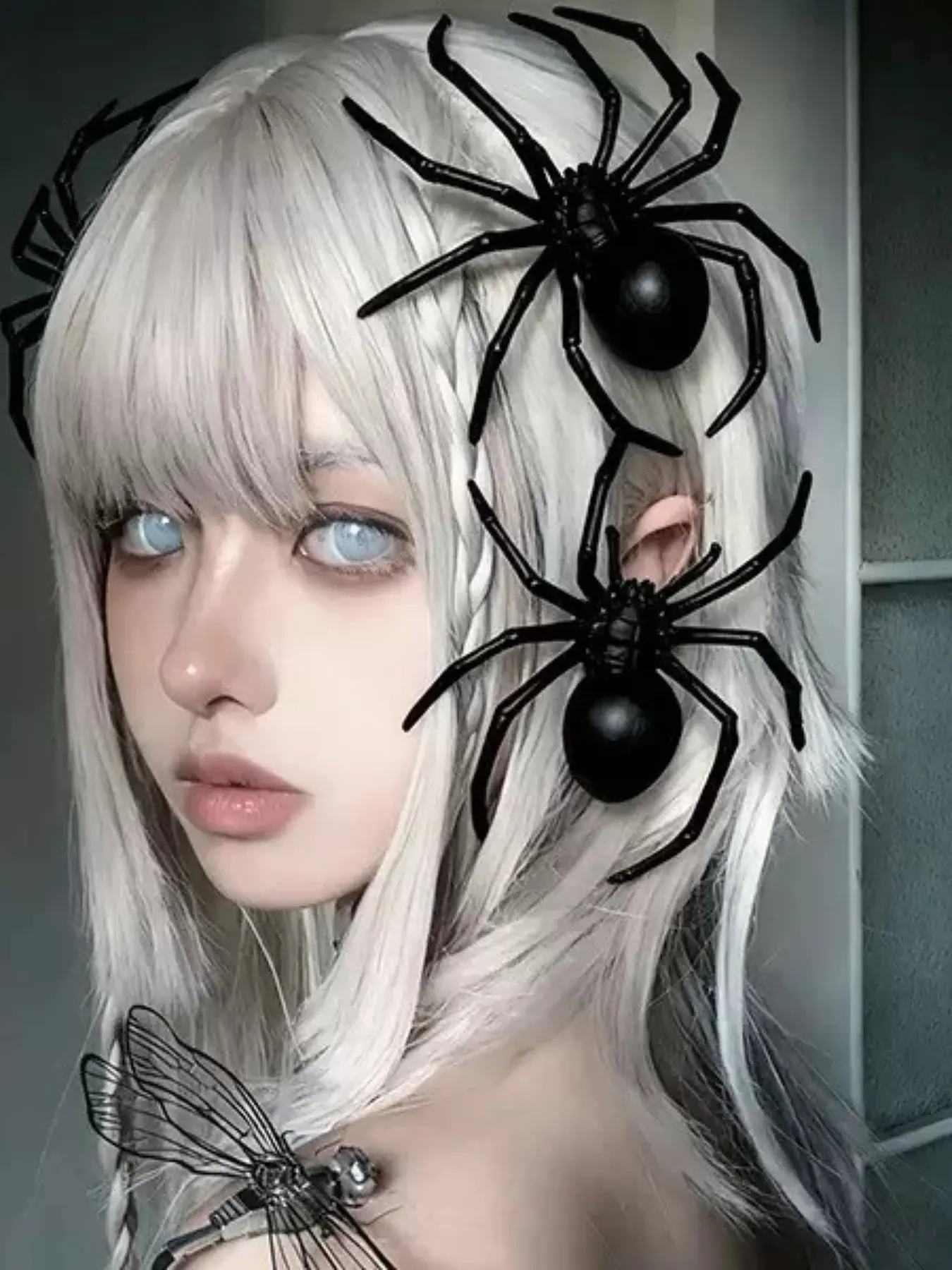 Halloween DIY Dark Gothic Spider Hair Clip, Punk Style Tribal Pattern, Unique Prank Headwear, All-Seasons Accessory