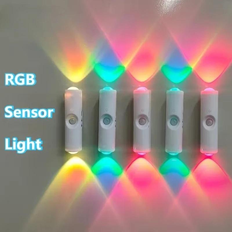 1pc Battery Operated Wall Sconce, Motion Sensor Light Indoor, USB Rechargeable Wall Sconces 7 Colors Wall Lamp for Living Room Hallway Bedroom, Bathroom