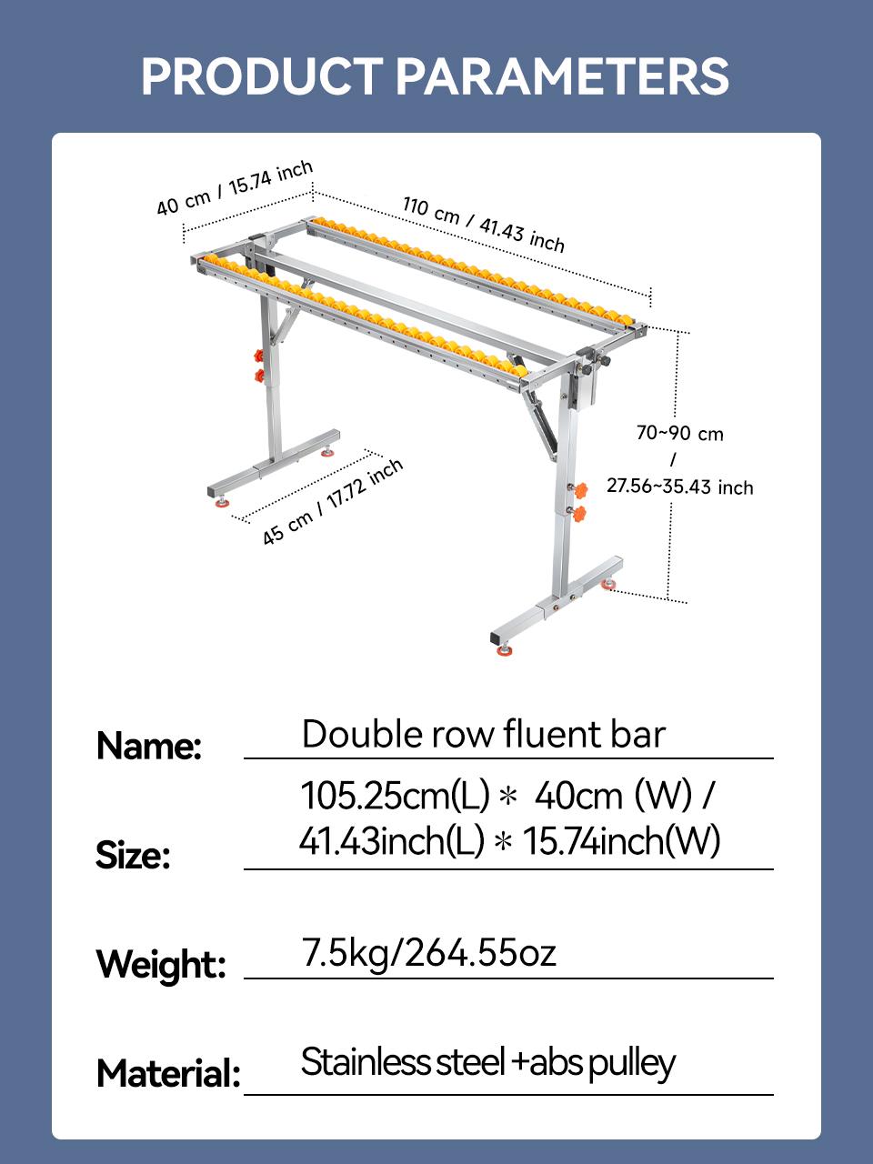 IMBOT Heavy Duty Wood cutting bracket with roller, folding, adjustable height, double row transport pulley saw table, transport auxiliary Tool Box Tool Kit
