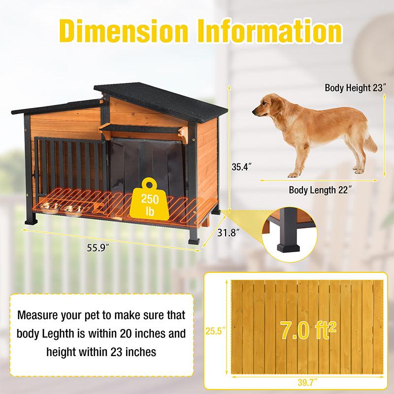 Aivituvin-AIR7021-IN-HP Heated Insulated Metal Frame Wooden Dog House Outdoor Dog Kennel with Removable Liner & Heating Pad for Year Round Comfort Winter Animal