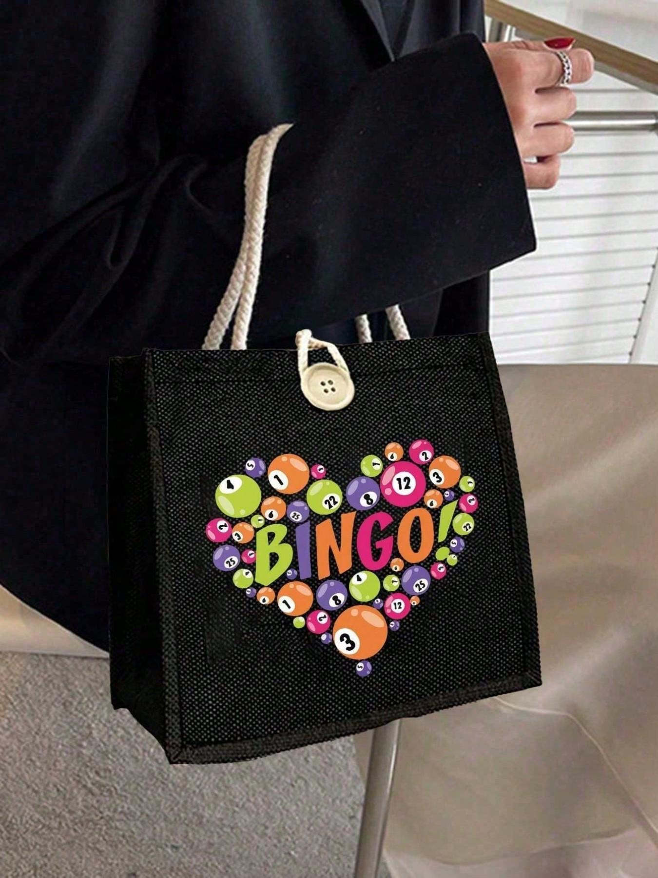 Bingo Theme Handbag Set, Women's Handbag and Wallet, Large Capacity Casual Shoulder Bag, Ideal for Commute, Shopping, Parties, Holidays