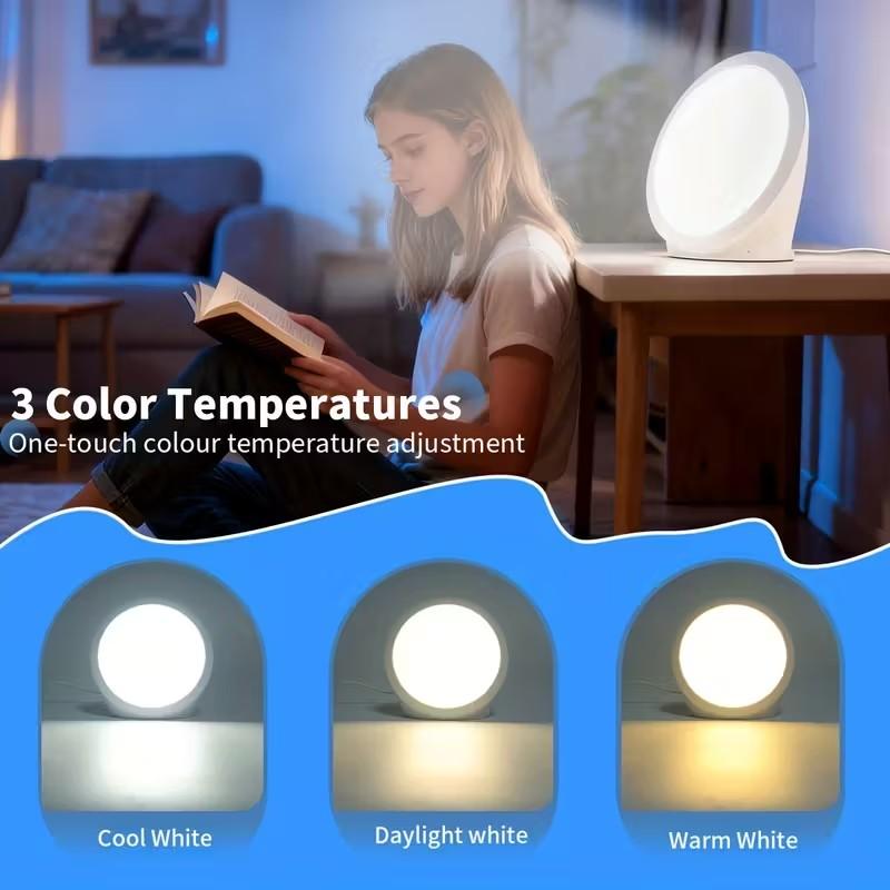 LED Sunlight Lamp Simulates Natural Light, Touch Control with Memory Function, Adjustable Brightness Levels, Portable Home Office Use