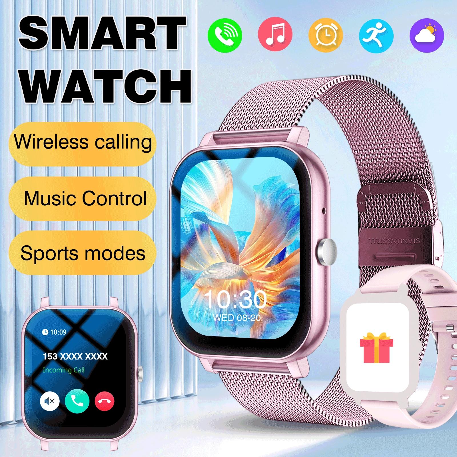 Smart Watch with Wireless Calling & Multi-Sport Mode, Call Reminder, Sms Alerts, Compatible with iPhone & Android Devices