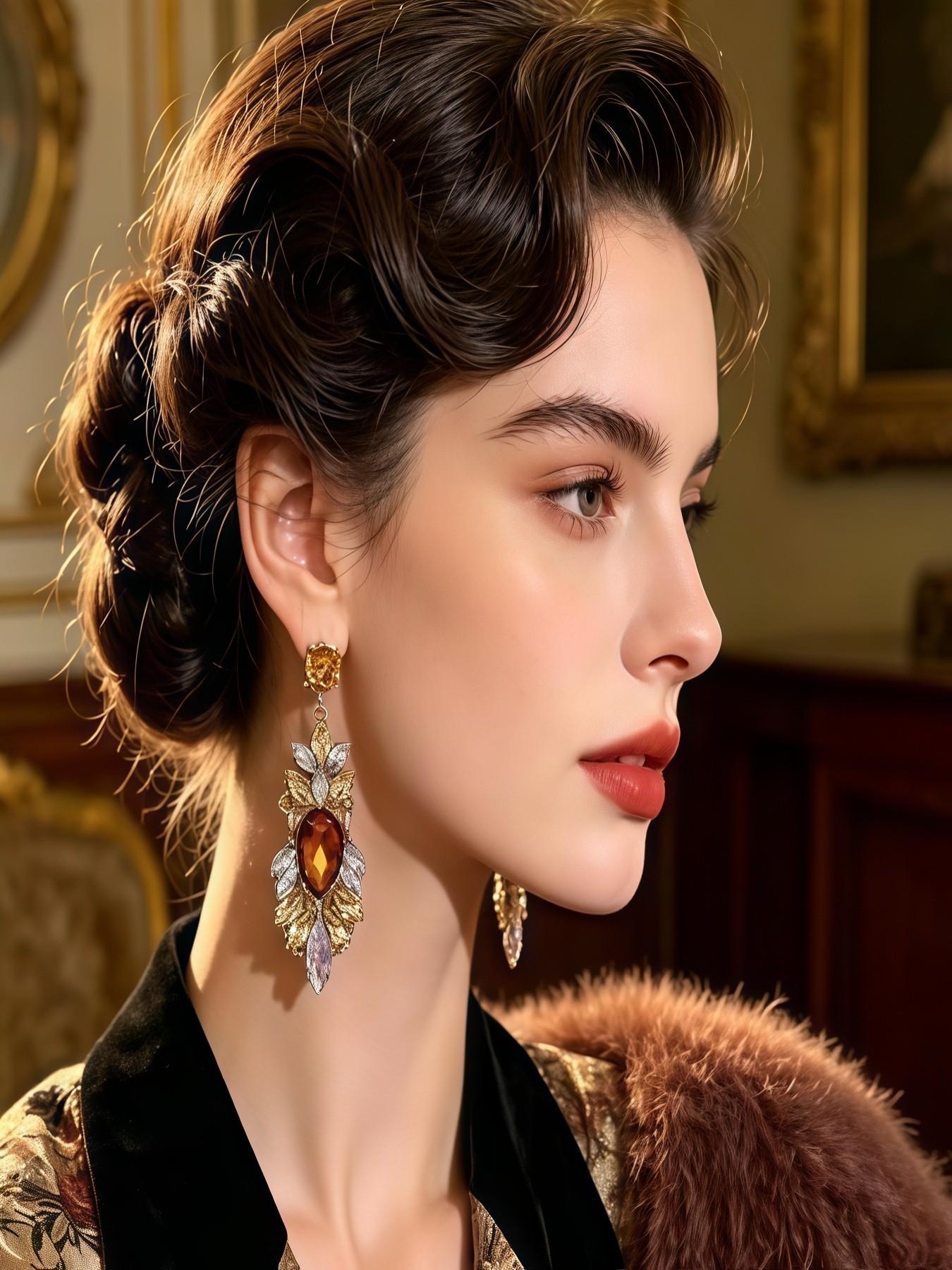 Women's Shiny Rhinestone Drop Earrings, Colorful Champagne Rhinestone Statement Earrings, Formal Ball Jewelry Gift