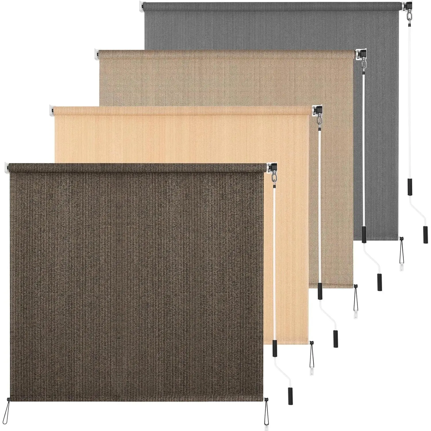 Outdoor Roller Shade 6' W x 8' L Cordless Patio Shades Roll Up Outdoors Blinds with UV Protection, Exterior Roller Shades Cloth for Porch Pergola, Mocha