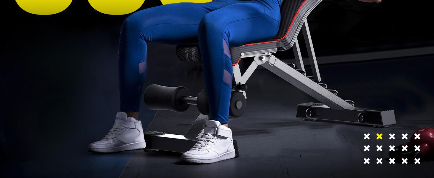 Yoleo Adjustable Weight Bench, Foldable Workout Bench for Home Gym Full Body Workout Strength Training, Incline Decline Flat Utility Bench with Quick Adjustment