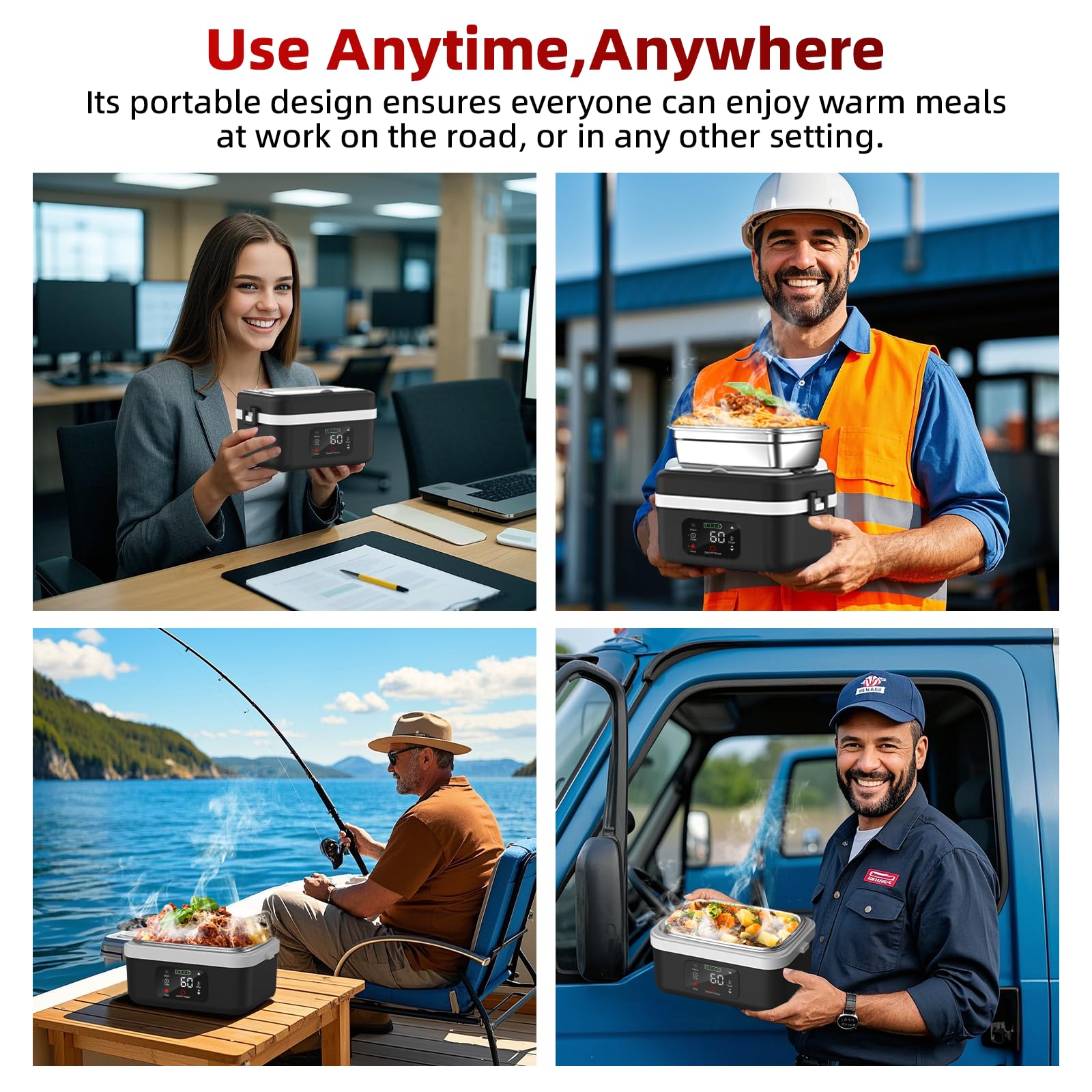 Cordless Electric Lunch Box with Timer, Portable 1L Rechargeable Self-Heating Food Warmer for Adults, Ideal for Work and Travel #GLOBAL PICKS