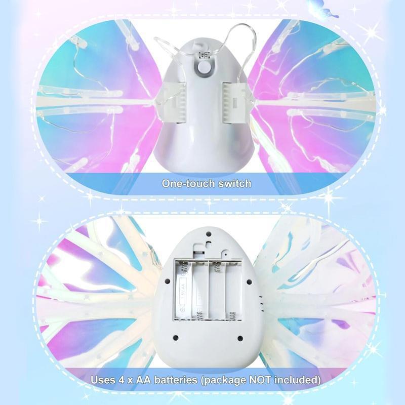 LED Light Up Butterfly Wings, 1 Count Battery Powered Colorful Glowing Butterfly Wings, Novelty Lighting for Party, Festival & Holiday, Butterfly Props (Batteries Not Included)