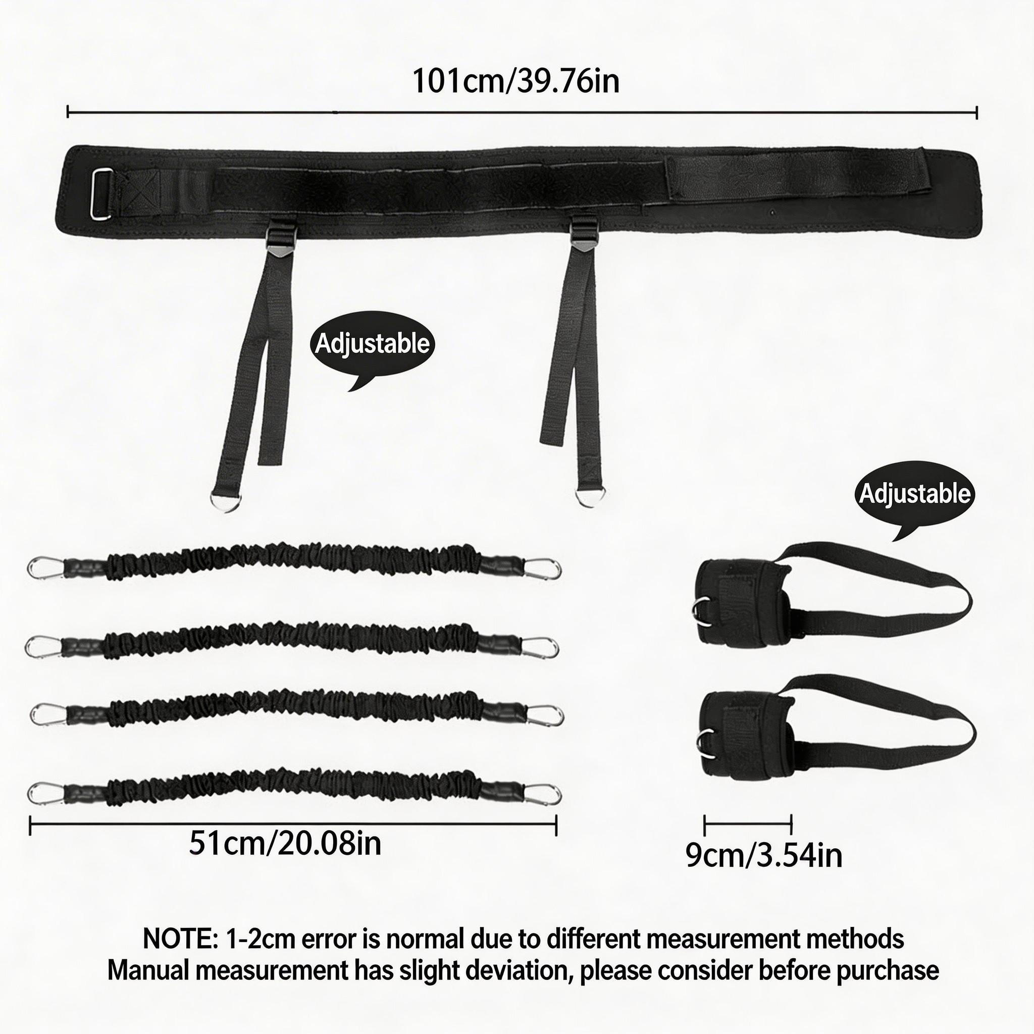 High Resistance Jump Trainer Set, Adjustable Bands for Jumping, Dunk Training, Speed & Agility, Includes Waist Belt, 2 Ankle Straps, 4 Latex Tubes