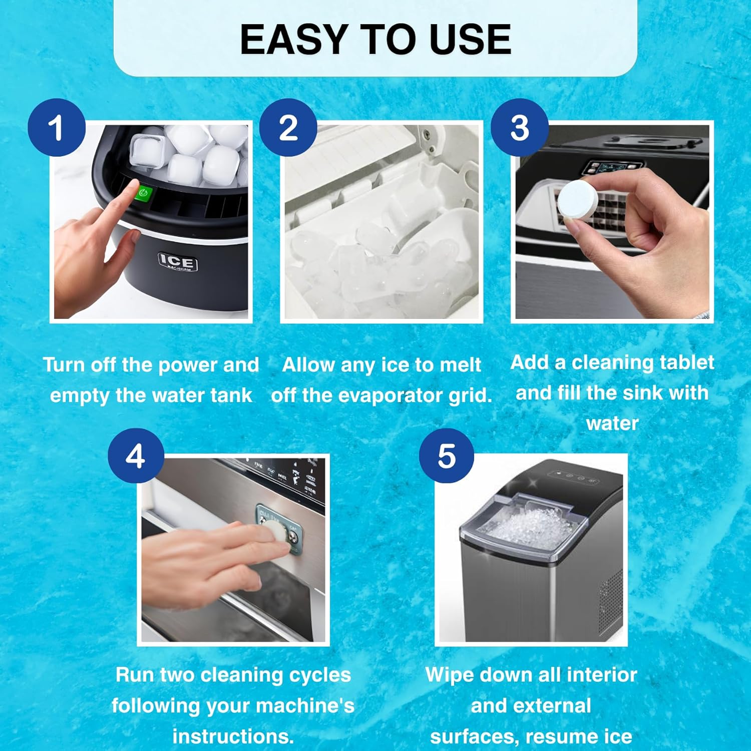 Ice Maker Cleaning Tablets, Home Convenient Gentle Cleansing Deodorizing Daily Care Ice Maker Cleaner, Effective Stain Removal