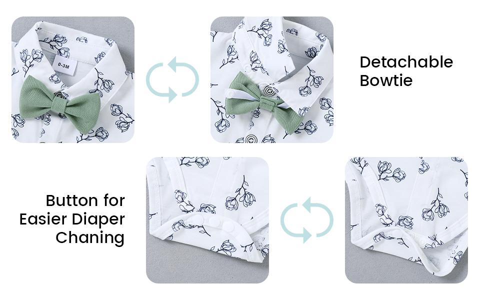 Baby Boy Gentleman 3-Piece Outfits Set - Floral Short-Sleeve Dress Shirt, 1Pc Bow Tie, 1Pc Suspender Short Pants (Elastane), Beret for 0-18M Infants (3-6M,12-18M,Father's Day,Thanksgiving), Fitted, Original Clothes Baby Boy Gentleman 3-Piece Outfits Set - Floral Short-Sleeve Dress Shirt, 1Pc Bow Tie, 1Pc Suspender Short Pants (Elastane), Beret for 0-18M Infants (3-6M,12-18M,Father's Day,Thanksgiving), Fitted, Original Clothes