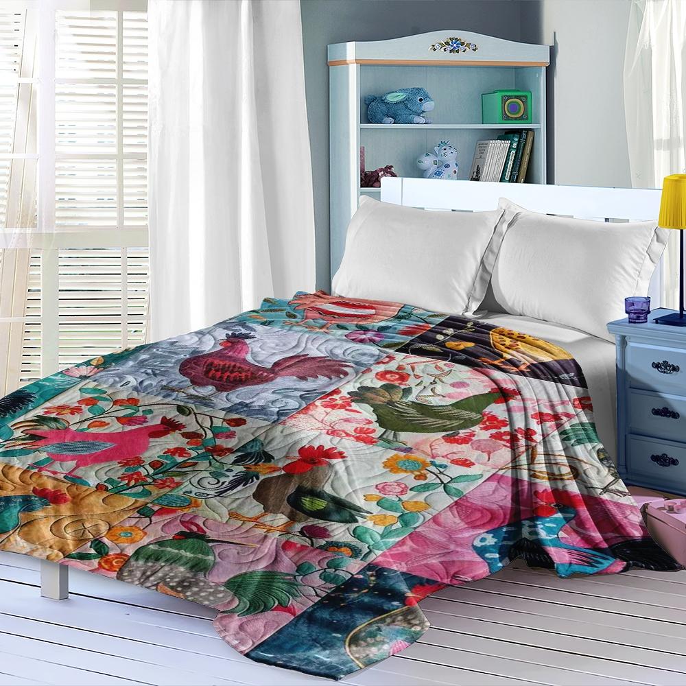 Cute Patchwork Chicken Pattern Blanket, Ultra Soft Flannel Throw Blanket, Shawl Blanket, Small Cover Blanket, Perfect Holiday Gift
