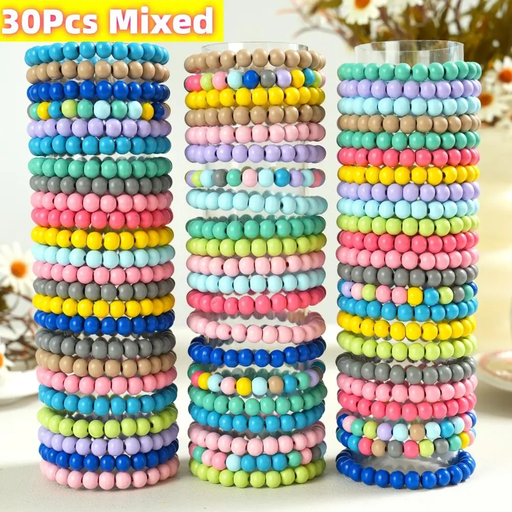 30pcs Colorful Wooden Bead Bracelet Set, Boho-Chic Style, Ideal for Casual Attire & Gift-Giving, Rustic Vintage Fashion Accessory for Men and Women, Perfect Christmas Present, Beaded, Colorful Mix