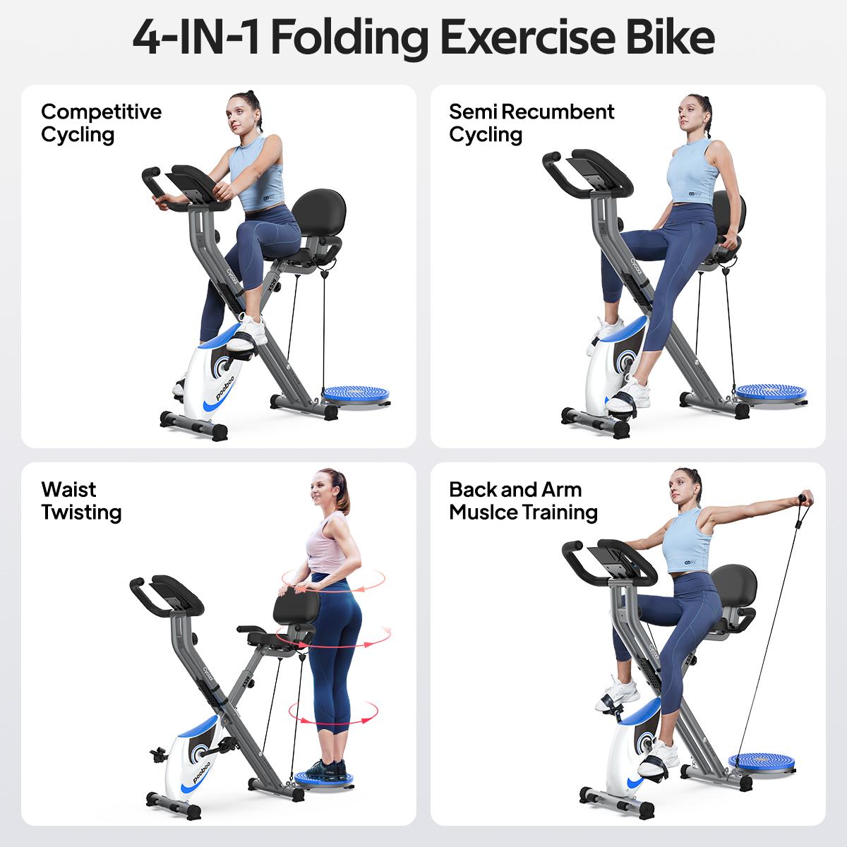 Pooboo 4 in 1 Exercise Bike Foldable Riding Cycle for Home X Bike Indoor Gym Workout 8 Level Magnetic Resistance Fitness Bike Pooboo 4 in 1 Exercise Bike Foldable Riding Cycle for Home X Bike Indoor Gym Workout 8 Level Magnetic Resistance Fitness Bike