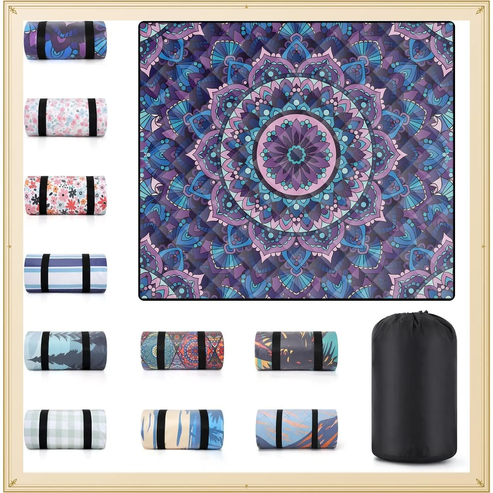 60x80" Extra Large Picnic Blankets Waterproof Sandproof Couple Outdoor Beach Blanket Foldable Grass Park Lawn Concert Mat Summer Camping Essentials Rv Travel Vacation Accessories Festival GiftGift