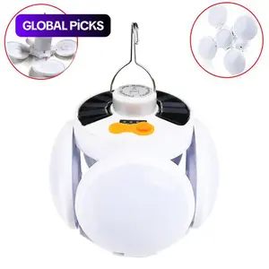 Portable Solar Camping Lantern, Foldable LED Football Bulb with Hook, Rechargeable USB Table Lamp for Home, Office, Tent, Emergency Outages Lighting