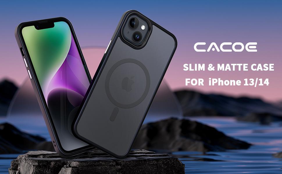 Magnetic Case for iPhone 13 & iPhone 14 6.1 inch-Compatible with MagSafe & Magnetic Car Phone Mount,Anti-Fingerprint TPU Thin Phone Cases Cover Protective Shockproof (Matte Black) | Anti-Fingerprint, TPU, Cover, Protective