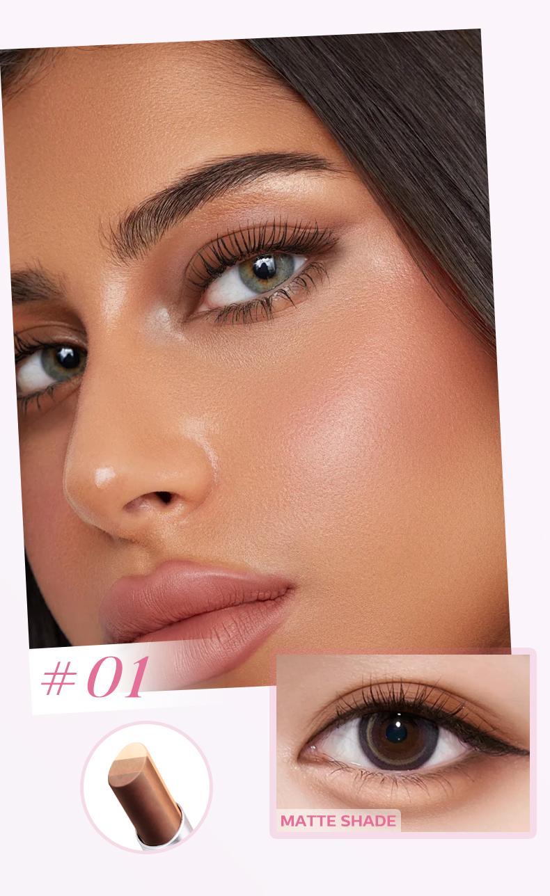 Three-Color Gradient Eyeshadow Stick, Matte Finish, Waterproof, Long-Lasting, Neutral Shades, Easy Application, Perfect for All Skin Types