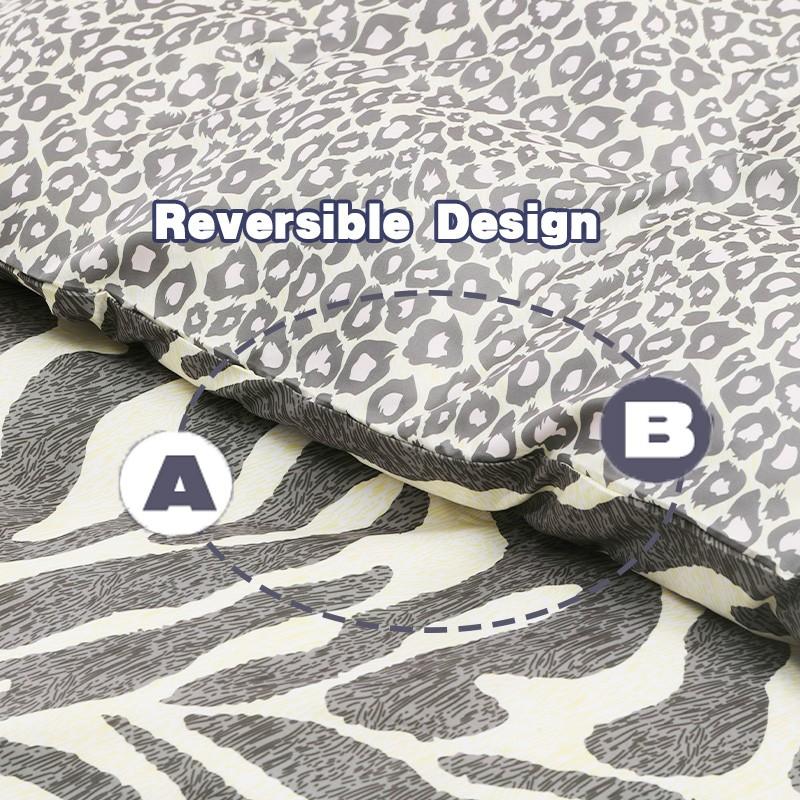 Zebra Print & Leopard Pattern Bedding Set, Reversible 3 Piece (1 Duvet Cover + 2 Pillowcases No Insert), Soft Comfortable, Soft Bedding Sets, All Seasons Use, Gift Idea