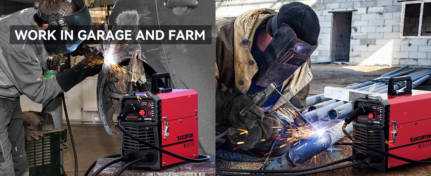 ARCCAPTAIN MIG130 3-in-1 Portable Gasless Flux Core Welder 110V MIG/Lift TIG/Stick Welding Machine with Synergy IGBT Inverter for Home DIY Projects & Light Welding Tasks Black Friday and Cyber Monday Deal, Thanksgiving/Christmas Gifts for Men/Dad ARCCAPTAIN MIG130 3-in-1 Portable Gasless Flux Core Welder 110V MIG/Lift TIG/Stick Welding Machine with Synergy IGBT Inverter for Home DIY Projects & Light Welding Tasks Black Friday and Cyber Monday Deal, Thanksgiving/Christmas Gifts for Men/Dad