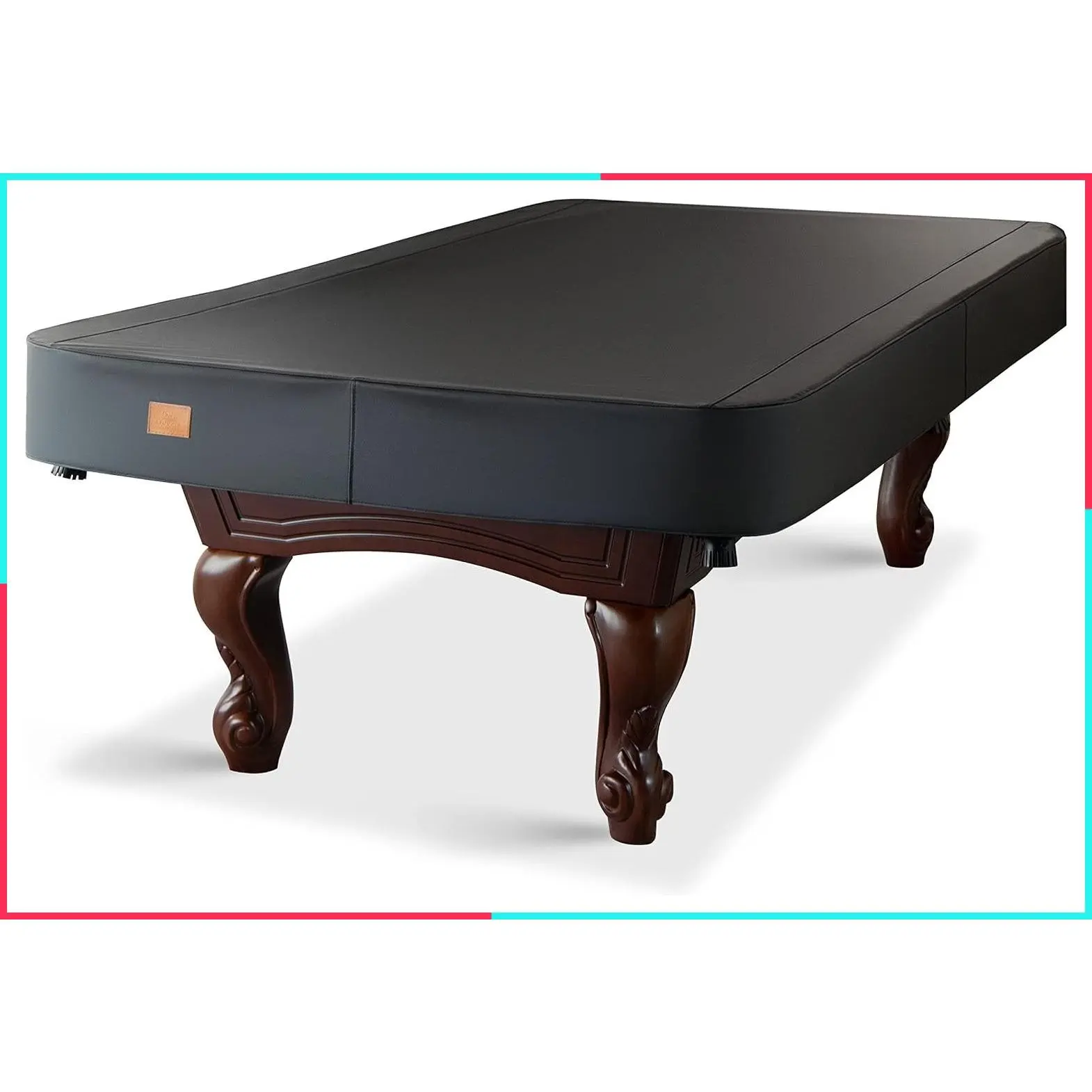 Heavy Duty Leatherette Billiard Pool Table Cover, Waterproof & Tearproof for 7/8/9FT Tables (Black Charcoal/Matte, 8FT - 100"L x 56"W x 8"H)Gift