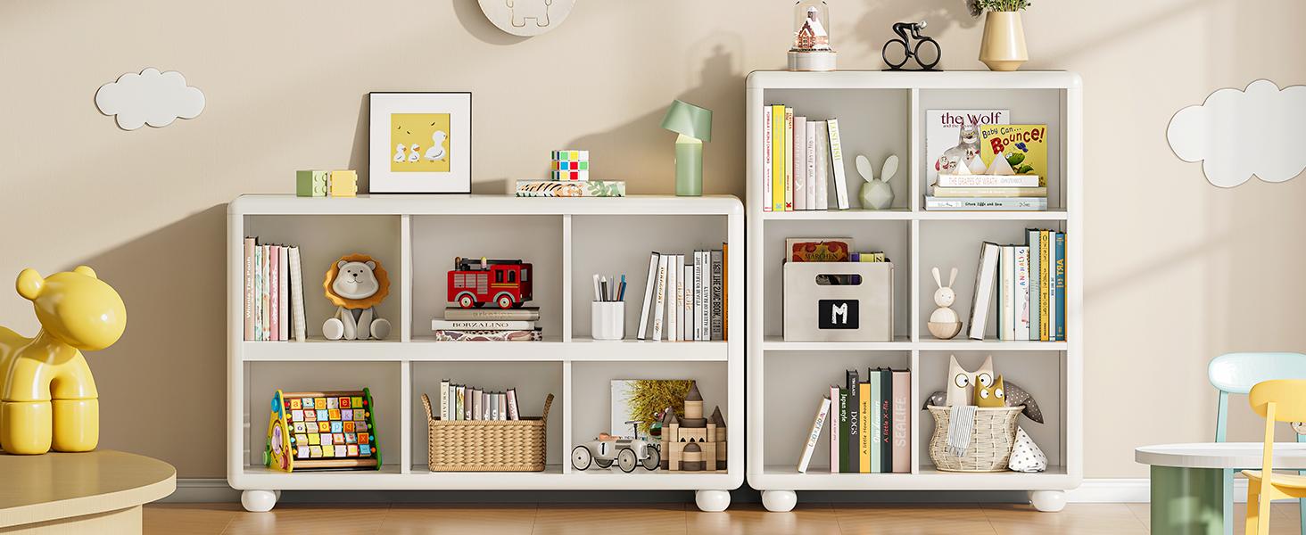 【Valentine's Day Gift】ONBRILL Toddler Stuffed Animal Zoo, Toy Storage Organizer for Playroom, Plush Toy Organizers and Storage, Book Shelf for Kids Rooms, Elastic Band Child Bookcase, Toy Shelf with 8 Storage Cubbies