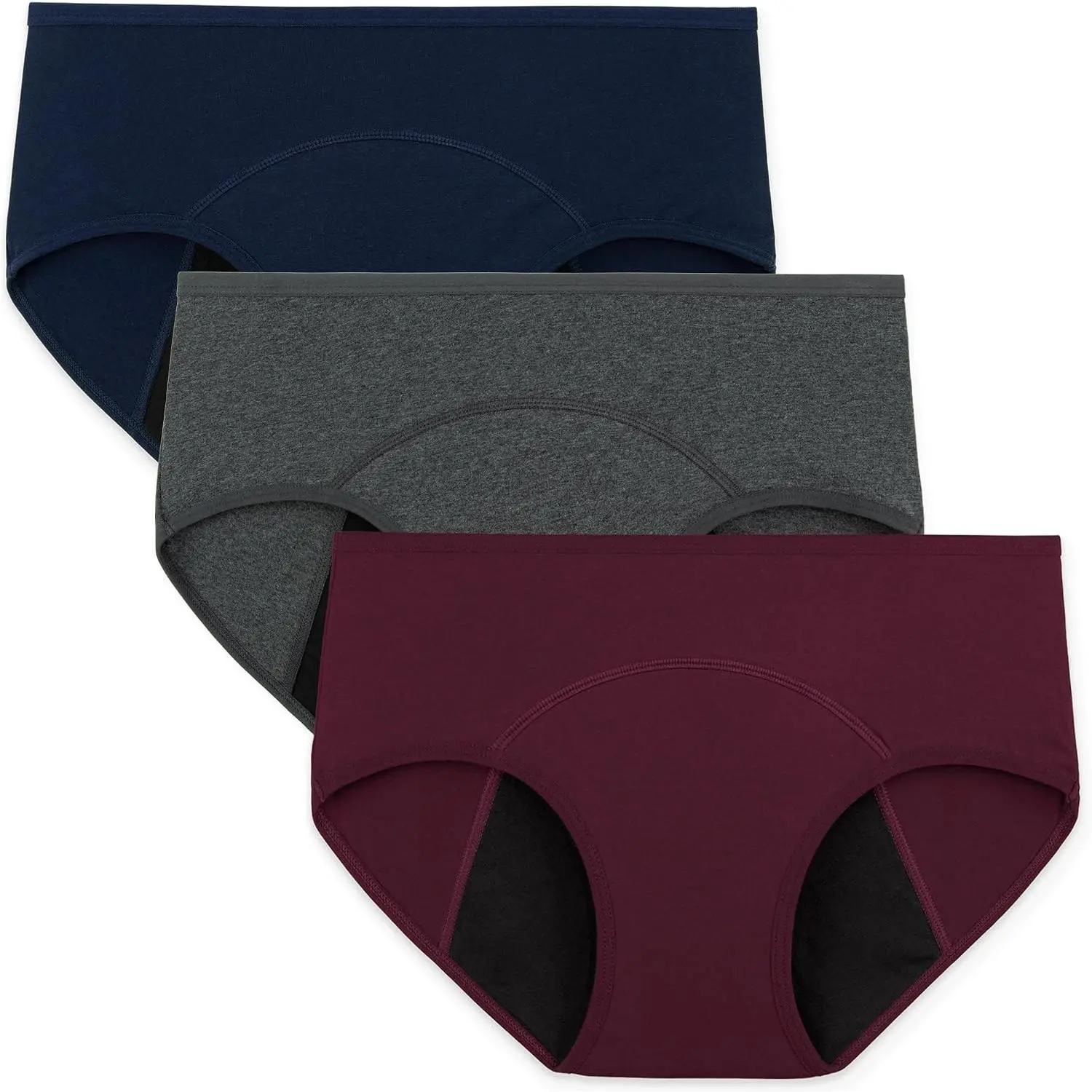 Period Underwear for Women Teens Leak-Proof Menstrual Cotton Protective Hipster Panties 3-Pack