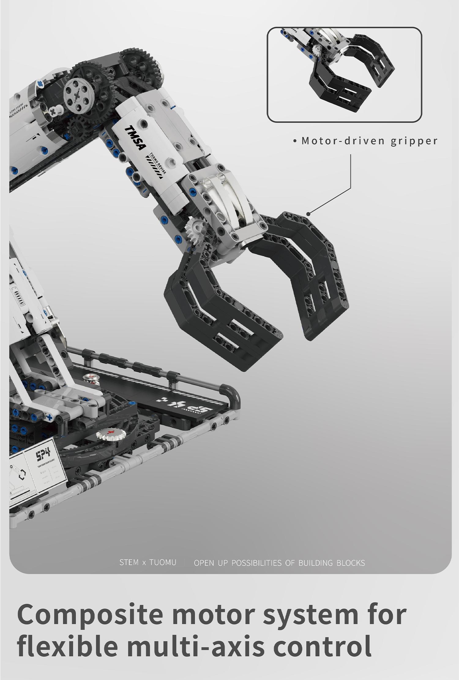 1029pcs Remote Control Mechanical Arm Building Set, Stem Education Toy, Dynamic Transmission System, Ideal Gift for Kids and Adults